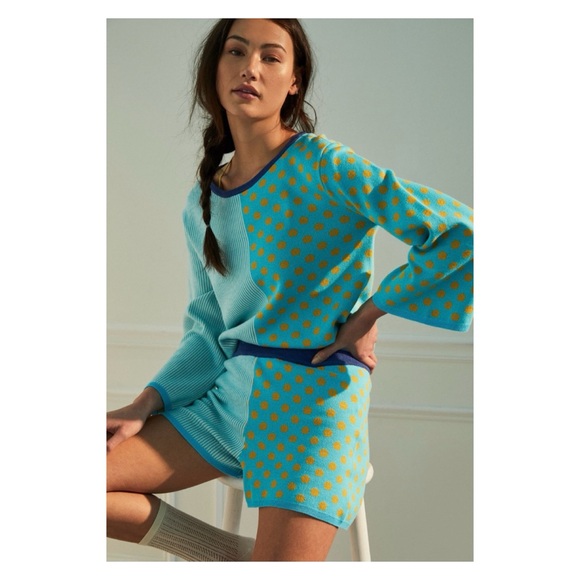 NWOT Anthropologie 2 Piece Sierra Lounge Set in Blue Motif  Size Small - Picture 1 of 9